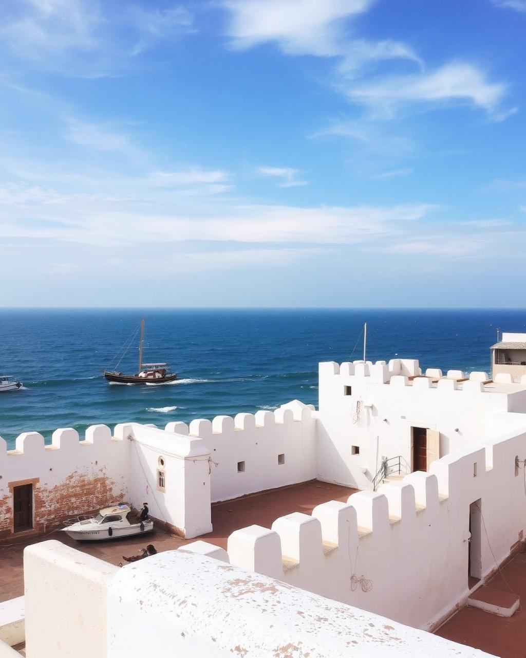 Remparts d'Essaouira sous le vent et les embruns